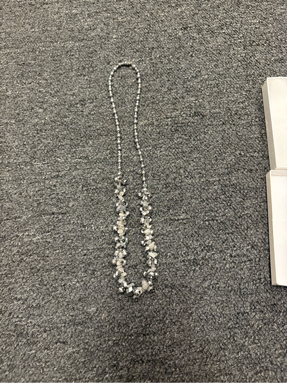 Silver Beaded Cluster Necklace for Women - Sparkling Silver Tone